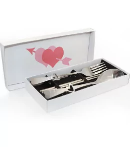 Decorative gift set of cutlery with engraving